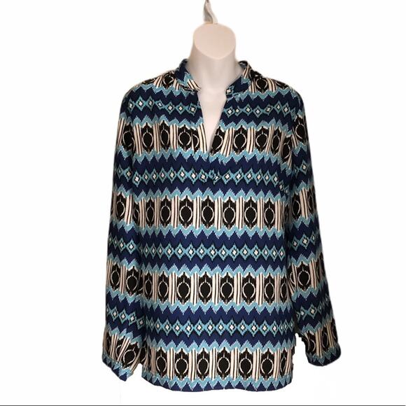 IZOD Silver Crest Ikat Print Blouse - Picture 1 of 3